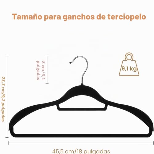 Miniatura 5 de Auxruen Perchas De Terciopelo Para Hombre, Paquete De 6, Antideslizantes, De 18 Pulgadas, Extra Anchas, Perchas De Fieltro Que Ahorran Espacio Con Gancho Giratorio De 360 , Terciopelo Negro Para