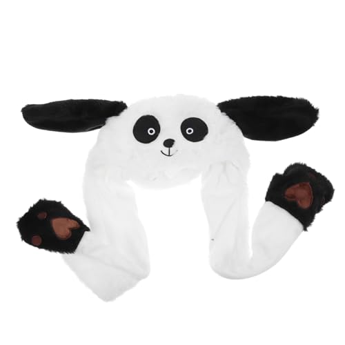 Toddmomy 1Pc Plush Panda Moving Ears Hat Funny Cartoon Dress Up Accessory for Adorable Party Hat with Jumping Ears for Halloween Christmas Carnival Celebrations
