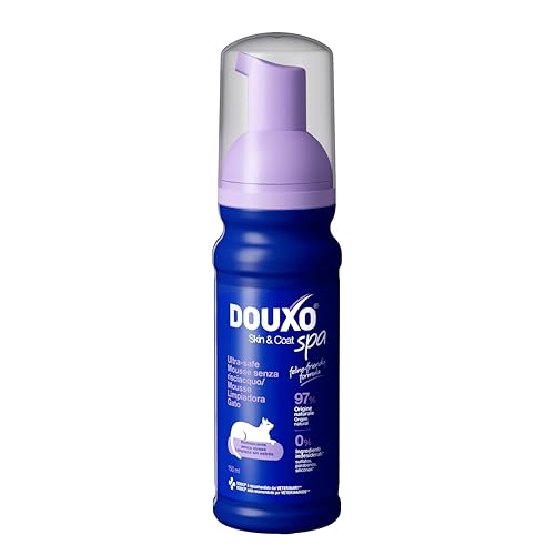 DOUXO® Skin & Coat SPA - Mousse Detergente Delicata Senza Risciacquo per Gatti, Ultra-Sicura, 150 ml. Pulisce e rinfresca in modo sicuro il manto, lasciandolo morbido, luminoso e profumato.