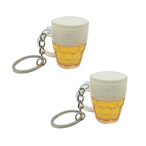 Beer Mug Keychain Beer Cup Keyring Key Holder Purse Handbag Hanging Pendant for Christmas Birthday 2pcs