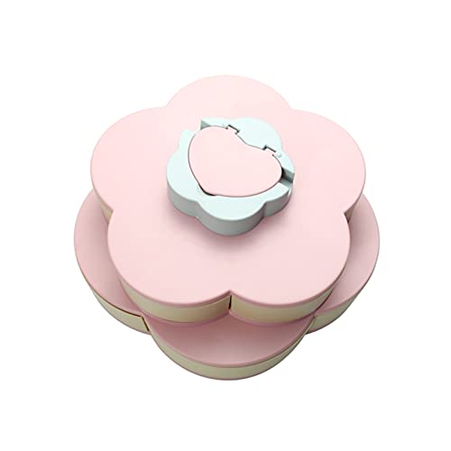 Splenssy Dubbele laag snack box snoepbord bloemblad-vorm roterende snack tray double-deck gedroogde fruitborden…