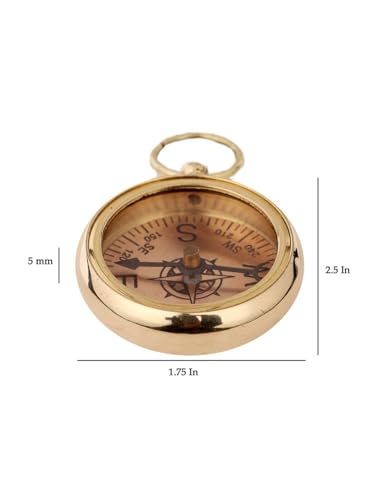 Brújula de Bolsillo de Latón Ximdeco Acabado Dorado Antiguo miniatura 4
