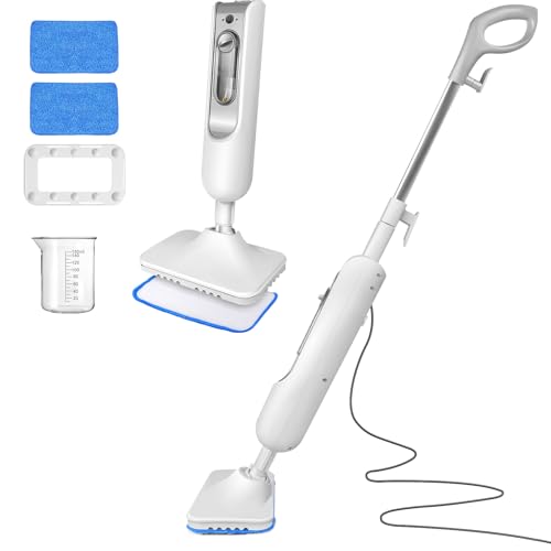 1500W Steam Mop Cleaner with 400ml Large Water Tank, 2 Washable Pads, 15.8ft Long Cord, 2 Steam Modes, Floor/Carpet Steam Mop for Home, Office