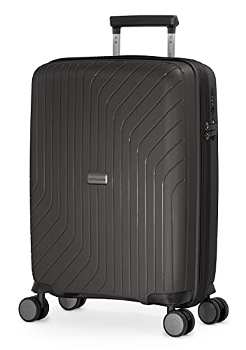 HAUPTSTADTKOFFER- TXL - leichtes Handgepäck, Kabinengepäck Hartschalen-Trolley aus robustem Polypropylen, Kabinentrolley 55 cm, 36 L, TSA-Schloss, Graphite Cover