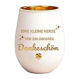 Dankeschön Geschenke für Frauen und Männer, Windlicht Glas Teelichthalter, Elegantes Glückslicht mit Spruch, Perfektes Danke Geschenk für Mama, Lehrerin, Kollegin, Geburtstag und Mehr