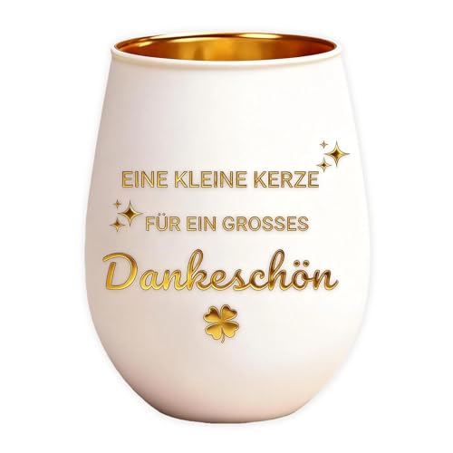 Dankeschön Geschenke für Frauen und Männer, Windlicht Glas Teelichthalter, Elegantes Glückslicht mit Spruch, Perfektes Danke Geschenk für Mama, Lehrerin, Kollegin, Geburtstag und Mehr