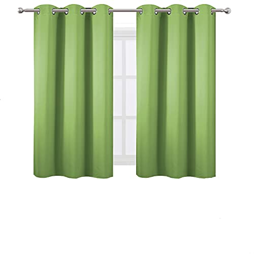 Image of LEMOMO Light Green Blackout Curtains 38 x 54 Inch Length /Set of 2 Curtain Panels /Thermal Insulated Room Darkening Blackout Curtains for Bedroom