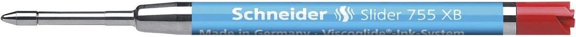 Schneider Writing Instruments, Ballpoint Pen Refills, Slider 755 XB, Colour: red, Pack of 3 Blister Cards.