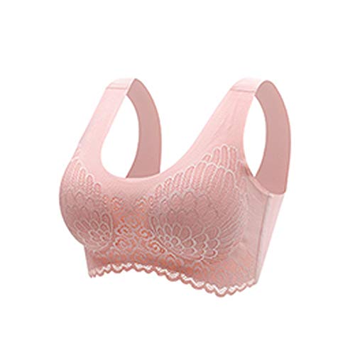 Sutiã feminino, sutiã confortável sem fio, roupa íntima respirável, sutiã de cobertura total, rosa,