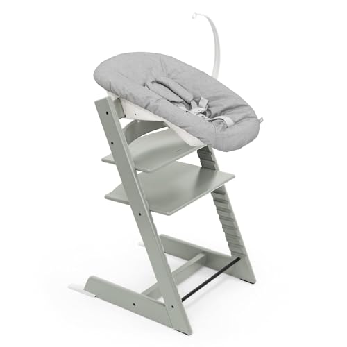Tripp Trapp Stuhl von Stokke (Glacier Green) mit Newborn Set (Grey) - Für Neugeborene bis zu 9 kg - Gemütlich, sicher & einfach zu verwenden