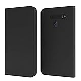 EAZY CASE Tasche kompatibel mit LG Q60 / KG50 Vintage Schutzhülle mit Standfunktion Klapphülle im Bookstyle, Handytasche Handyhülle Flip Cover mit Magnetverschluss & Kartenfach, Kunstleder, Schwarz