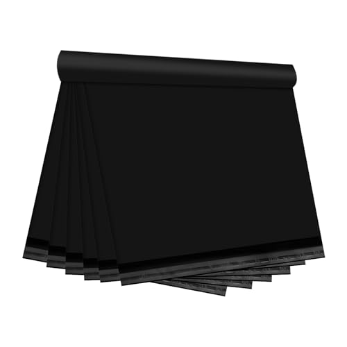 Image of Black Poly Mailers 10x13, 100 Pack - Waterproof, Strong Adhesive Shipping Bags for Clothing and Small Businesses - Durable Mailing Envelopes