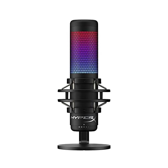 HyperX QuadCast S – RGB USB Condenser Microphone for PC, PS4, PS5 and Mac, Anti-Vibration Shock Mount, 4 Polar Patterns, Pop Filter, Gain Control, Gaming, Streaming, Podcasts, Twitch, YouTube, Discord