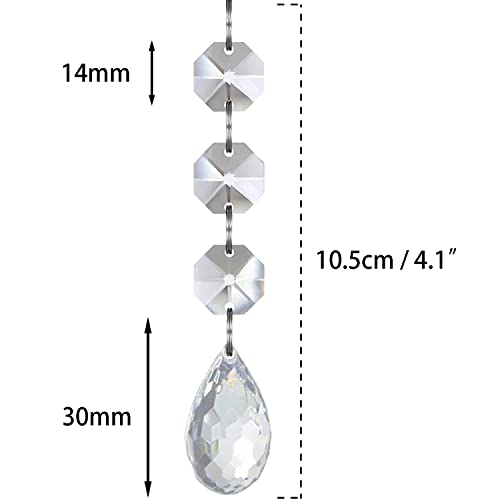 Jishi 30pk Christmas Tree Decoration Crystal Christmas Ornaments Balls, Hanging Clear Plastic Acrylic Ball Ornaments for Christmas Tree, Ball Drop Pendant w/Crystal Beads, Holiday Decor Party Supplies