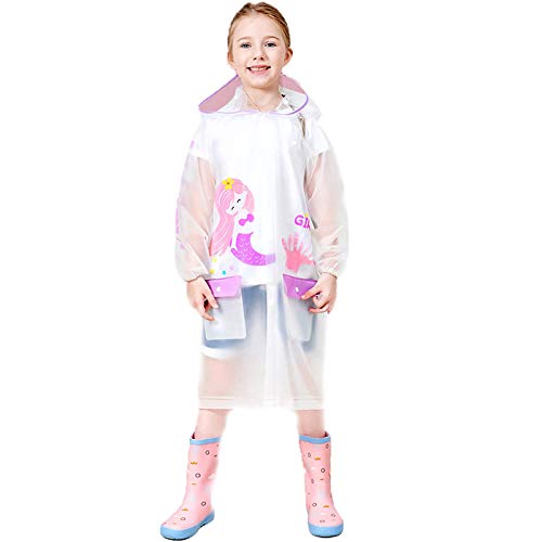 VPQILH Kids Cartoon Pattern Raincoat UK Sale Clearance Boys Girls Waterproof Rain Jacket Clear Rain Poncho Hooded Rainwear Long Sleeve Raincoats