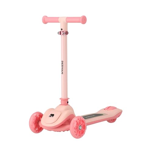 Deryan Harvey - Patinete infantil de 3 ruedas, altura regulable, ruedas LED, a partir de 3 años, hasta 50 kg, plegable, color rosa