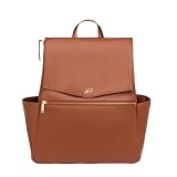 Freshly Picked Classic Diaper Bag II Backpack – Premium Vegan Leather, Large Capacity Baby Bag with Changing Pad, Stylish & Functional for Moms & Dads, Cognac