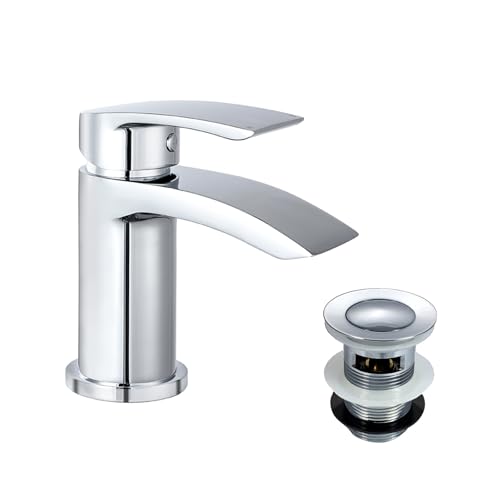 Image of Nes Home Chrome Vago Waterfall Cloakroom Tap Basin Mono Mixer Modern Design