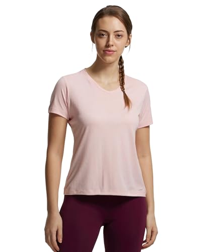 Image of Jockey MW01 Women's Microfiber Fabric Relaxed Fit Solid V Neck Half Sleeve Performance Active Wear T-Shirt with Stay Fresh Treatment