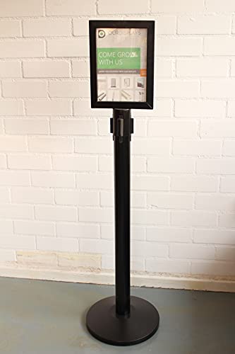 Tableau d'information A4 noir pour poteaux de barrière en acier finition mate