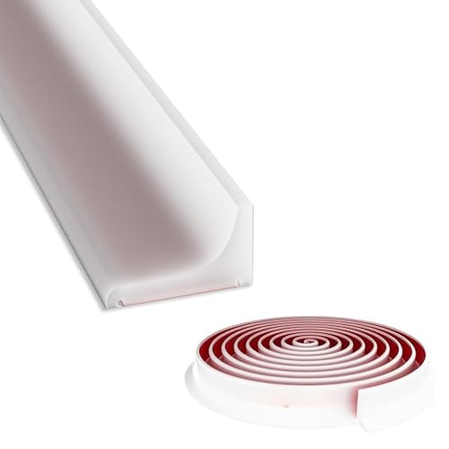 EUDUQ White Silicone Shower Seal Strip,Shower Tray Sealing Strip,Wet Room Threshold Water Barrier,Bath Sink Edging Caulk Trim,Self-Adhesive Bathroom Floor Sealant for Bathtub Countertop (White 3M)