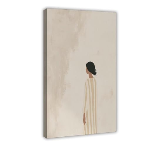 Toile minimaliste scandinave de femme pour créer un havre de paix mural neutre
