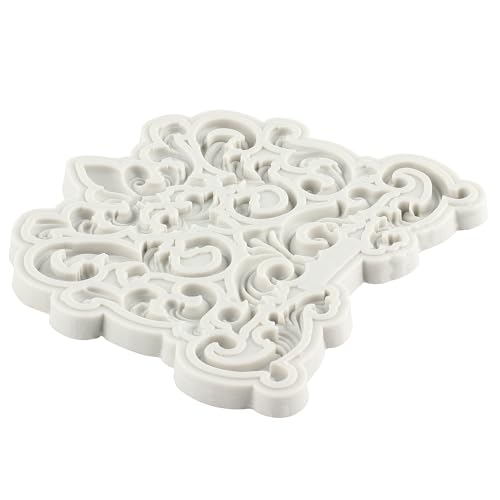 image for YANQINMS Baroque Fondant Mold Curlicues Scroll Lace Silicone Molds Fil
