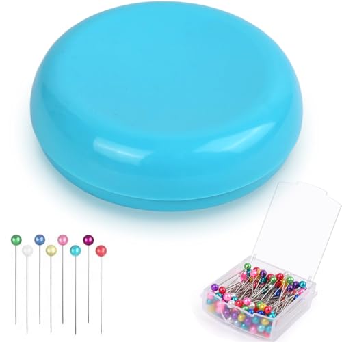 Oukitoymer Magnetic Pin Cushion with 100pcs Butterfly Head Straight Pins Bobby Pin Holder for Sewing Magnet Needle Cushion Paper Clip Collector Secure Pin Storager Sewing & Quilting Accessories