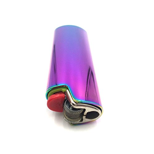 Lucklybestseller Metal Lighter Case Cover Holder Rainbow Color For Bic Full Size Lighter Type J6 #TOP4