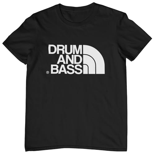 Plastic Revolution Drum and Bass T-Shirt (UK, Alpha, L, Regular, Regular, Black T-Shirt with White Print)