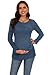 Smallshow Women's Maternity Sweater Shirt Long Sleeve Pregnancy Top Clothes Grey Blue S