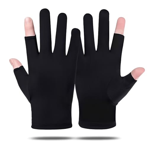 LONSVTTU 1 Par de Guantes de Ciclismo Hombres, Guantes de Deporte Transpirables con Agujeros de Ventilación, Ciclismo, Pesca y Actividades al Aire Libre, Color Negro