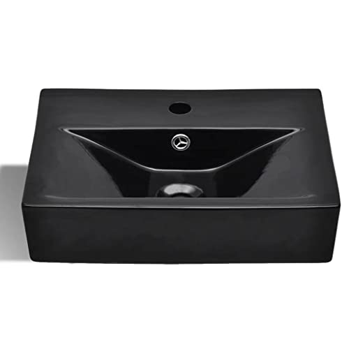 Lavabo rectangular negro brillo para renovar el diseño de tu baño moderno 4