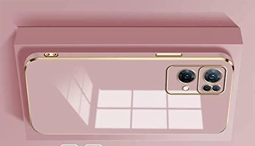 Image of Apurb Store for Oppo Reno 7 Pro 5G Plating Square Gold Frame Phone Case Luxury Soft Silicone Back Cover (for Oppo Reno 7 Pro 5G, Pink)