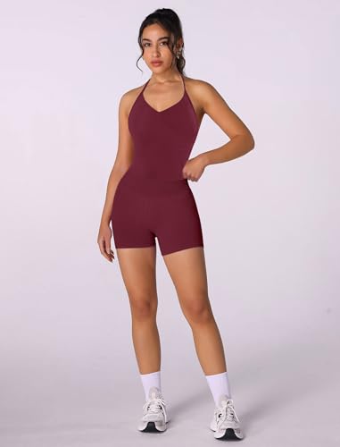 2 Piece Workout Sets for Women Seamless Halter Sports Bra Scrunch Butt High Waist Impact Shorts Gym Yoga Outfits4