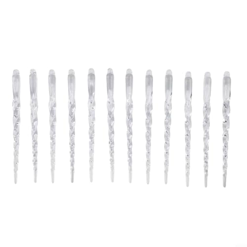 Allthingstore Juego de 12 adornos de carámbanos acrílicos transparentes con cordón para colgar para decoración del árbol de Navidad, bolas colgantes de temporada de invierno para el hogar, jardín
