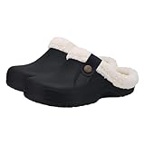 JAWSEU - Zapatillas de casa de felpa cálidas para hombre y mujer impermeables antideslizantes cómodas para interior y exterior para jardín para invierno