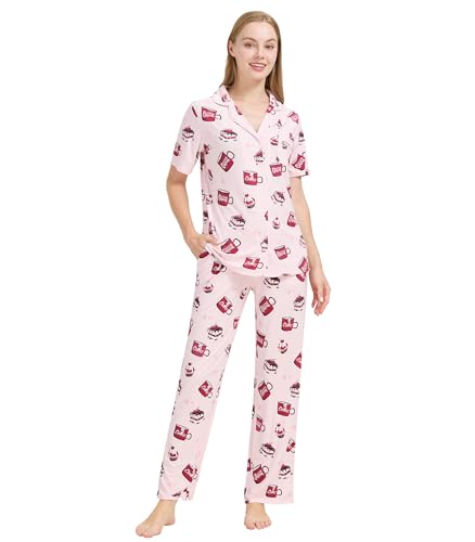 Image of WiWi Viscose from Bamboo Women's Pajamas Set Super Soft Button Down Top and Pants Sleepwear Cooling Pjs S-3X