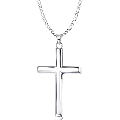 Sterling Silver Cross Necklace for Men and Women