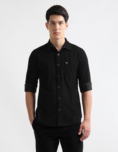 Image of Arrow Sport Men's Vertical Striped Chelsea Slim fit Shirt