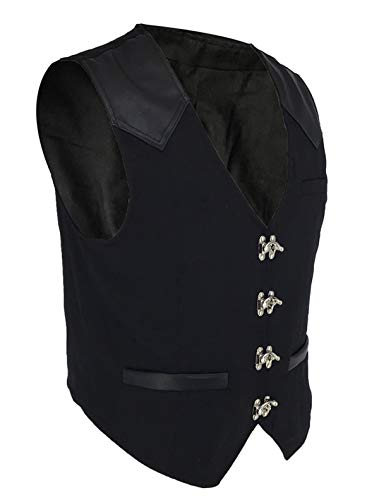 bslingerie Mens Medieval Steampunk Faux Leather Cowboy Waist Coat Vest2