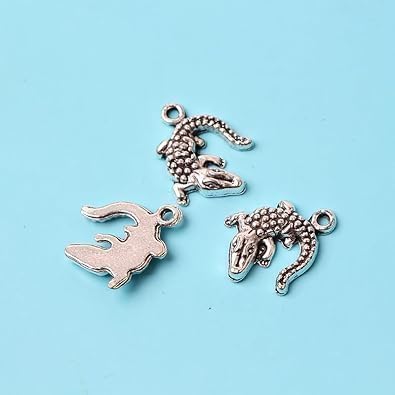 40Pcs Silver Crocodile Charms Pendants For Jewelry Making Bracelet Accessories DIY Findings Beading and Arts, Crafts Sewing Jewelry Making - Image 9