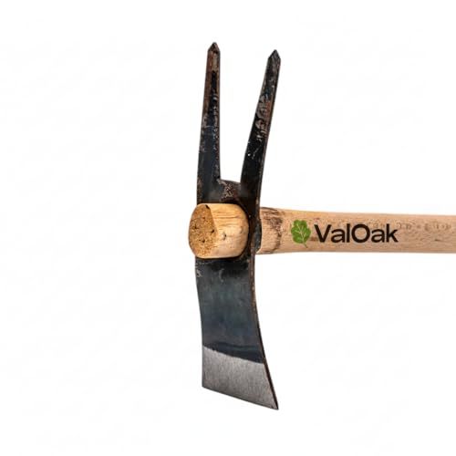 Valoak Zappino Bidente da Giardinaggio | Manico in Legno di Faggio da 60 cm | Lama in Acciaio da 24 cm | Made in Italy