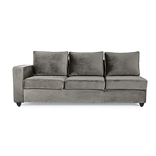 Image of Wakefit Sofa Set | 3 Year Warranty | Sofa 3 Seater, 3 Seater Sofa for Living Room, Wooden Sofa Set, 3 Seater + Right Aligned, Sofa for Living Room - Napper(Fabric-Velvet : Tuscan Tan)