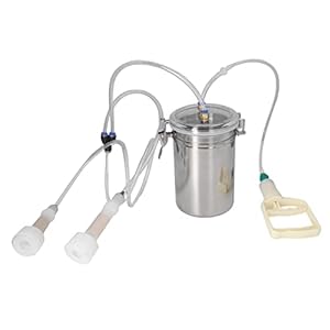Hztyyier Máquina de Ordeño de Cabra, Máquina de Leche de 2 L, Ordeñador de Cabra Manual, Botella de Acero Inoxidable, Kit de Ordeño Portátil para Granja de Plantas de Leche