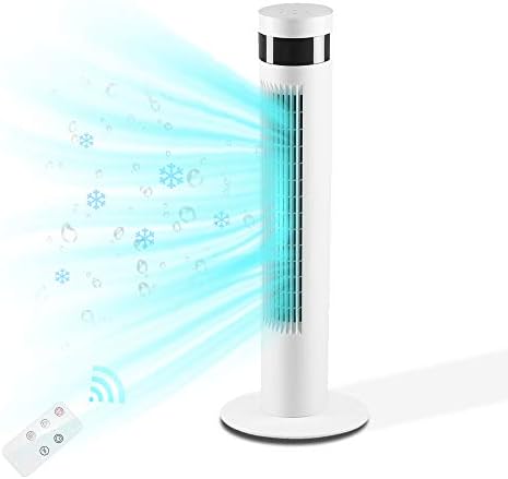 Antarctic Star Tower Fan Portable Electric Oscillating Fan Quiet Cooling Remote Control Standing Bladeless Floor Fans 3 Speeds Wind Modes Timer Bedroom Office (36 inch, White)