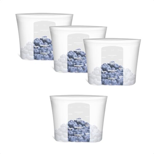 Annaklin Reusable Silicone Snack Bags, 4 Pack, 16oz