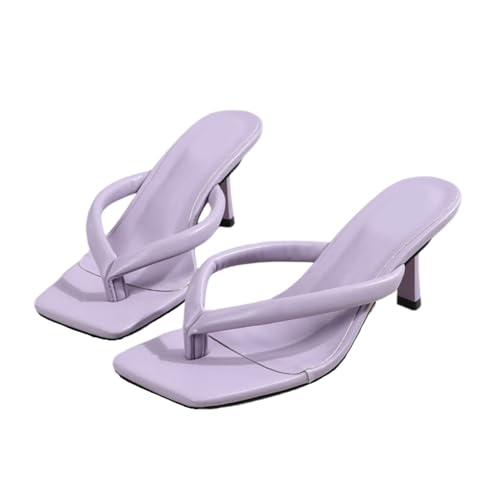 Sandales à talons hauts aiguilles de 7 cm YZCIS en blanc et bout carré pointure 40