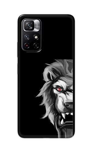 Image of PRINTFIDAA Printed Hard Back Cover Case for Mi Redmi Note 11T 5G | Mi Redmi Note 11S 5G | Mi Poco M4 Pro 5G Back Cover (Angry Lion) -112