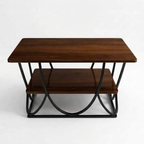 Image of EDEUEQUE Modern Center Table Coffee Table Sofa Side Table for Living Room Cocktail Table End Table with Storage Wooden Tabletop-Marble Print with Metal Frame (Black Brown)